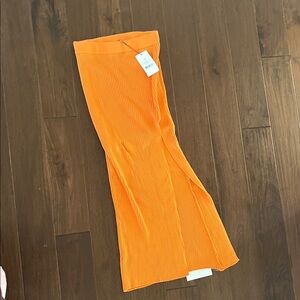Ribbed Maxi Skirt in Bright Orange